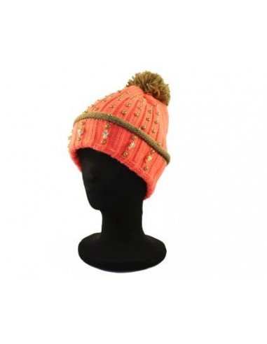 GORRO TEJIDO POMPON TACHAS