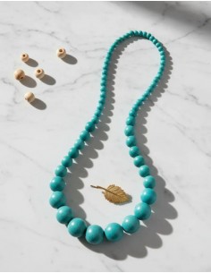 Collar Largo Perlas Madera...