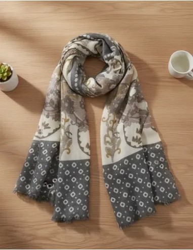 Pashmina Italiana Beige Floreada...