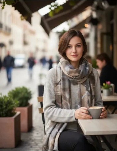Pashmina Bufanda Italiana Cuadros...