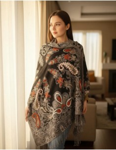 Pashmina Negra-lacre Diseño...