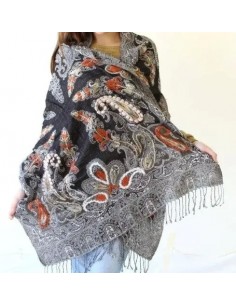 Pashmina Negra-lacre Diseño... 2