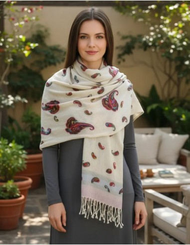 Pashmina Lana Cruda Dibujos Bulgaros...