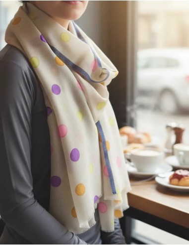 Pashmina Lana Lunares Multicolor...