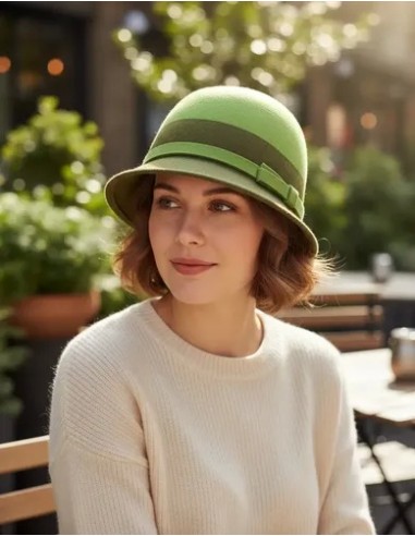 Sombrero Cloche Verdes 2 Tonos...
