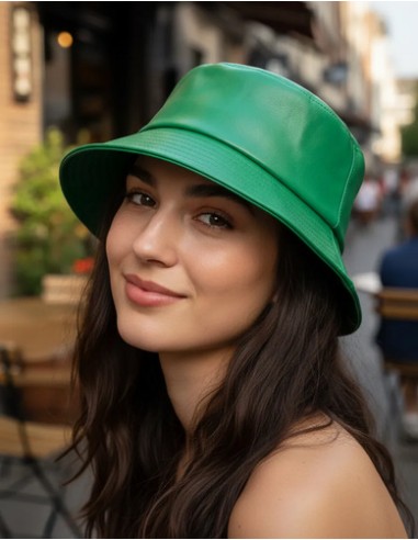 Sombrero Verde De Vestir Simil Cuero...