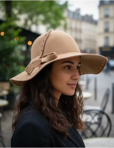 Sombrero Capelina Camel  Pura Lana...