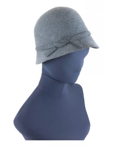 Sombrero Cloche Gris Con Moño Pura...