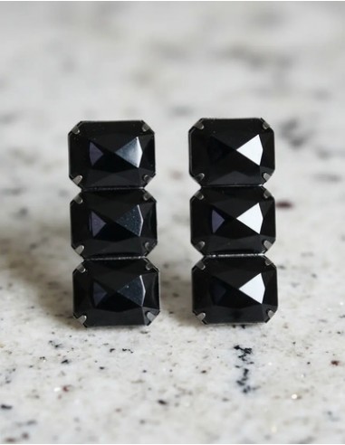 Par De Aros 3 Strases Negro