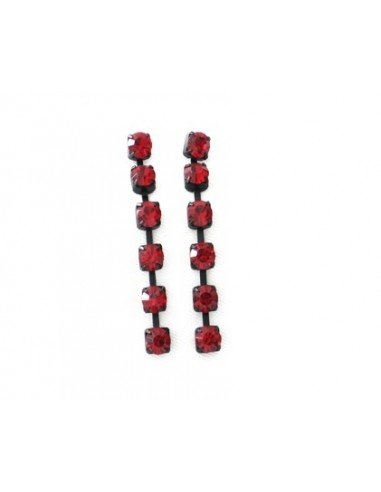 PENDIENTES 1 LINEA STRAS GRANDE ROJO