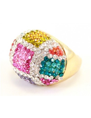 ANILLO CABULLON STRASS MULTICOLOR