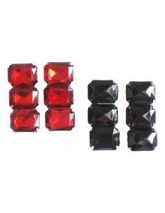 Par De Aros 3 Strases Rojo