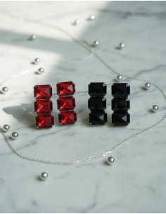 Par De Aros 3 Strases Rojo 2