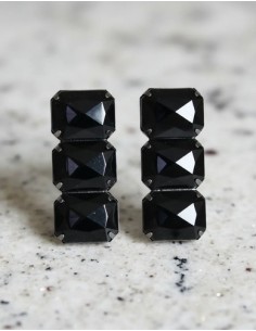 Par De Aros 3 Strases Negro
