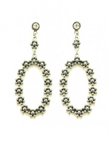 PAR DE AROS OVALO PERLITAS CON STRAS
