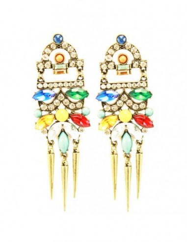 PENDIENTES MULTICOLOR PIEDRAS CON...