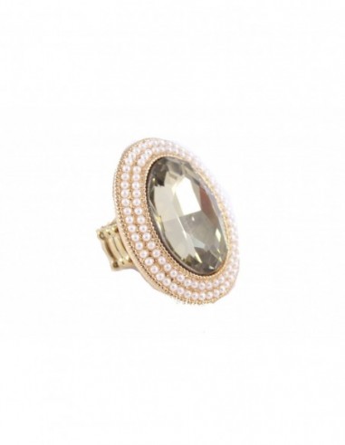 ANILLO EXTENSIBLE PIEDRA OVAL PERLITAS