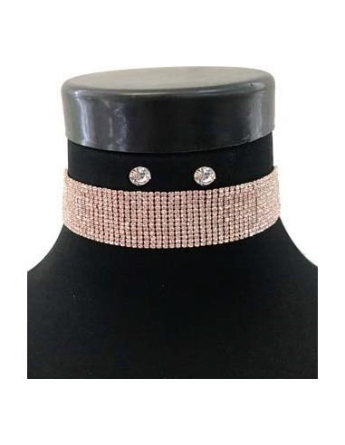 SET COLLAR Y PAR DE AROS LINEAS STRASS